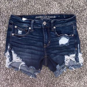 american eagle next level stretch dark wash shorts